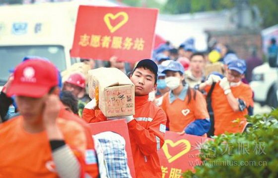 同样是2008年,汶川大地震发生后,大批志愿者涌入四川.