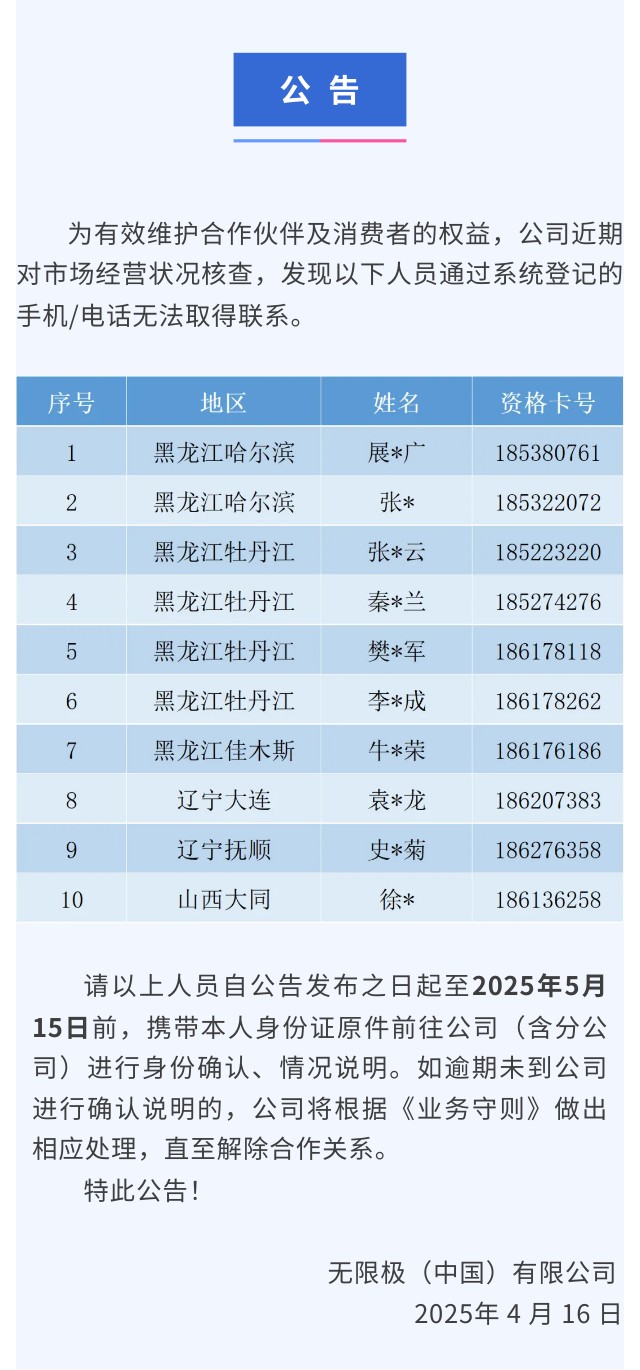 无限极官网-从业规范-2025-0416-声明与公告