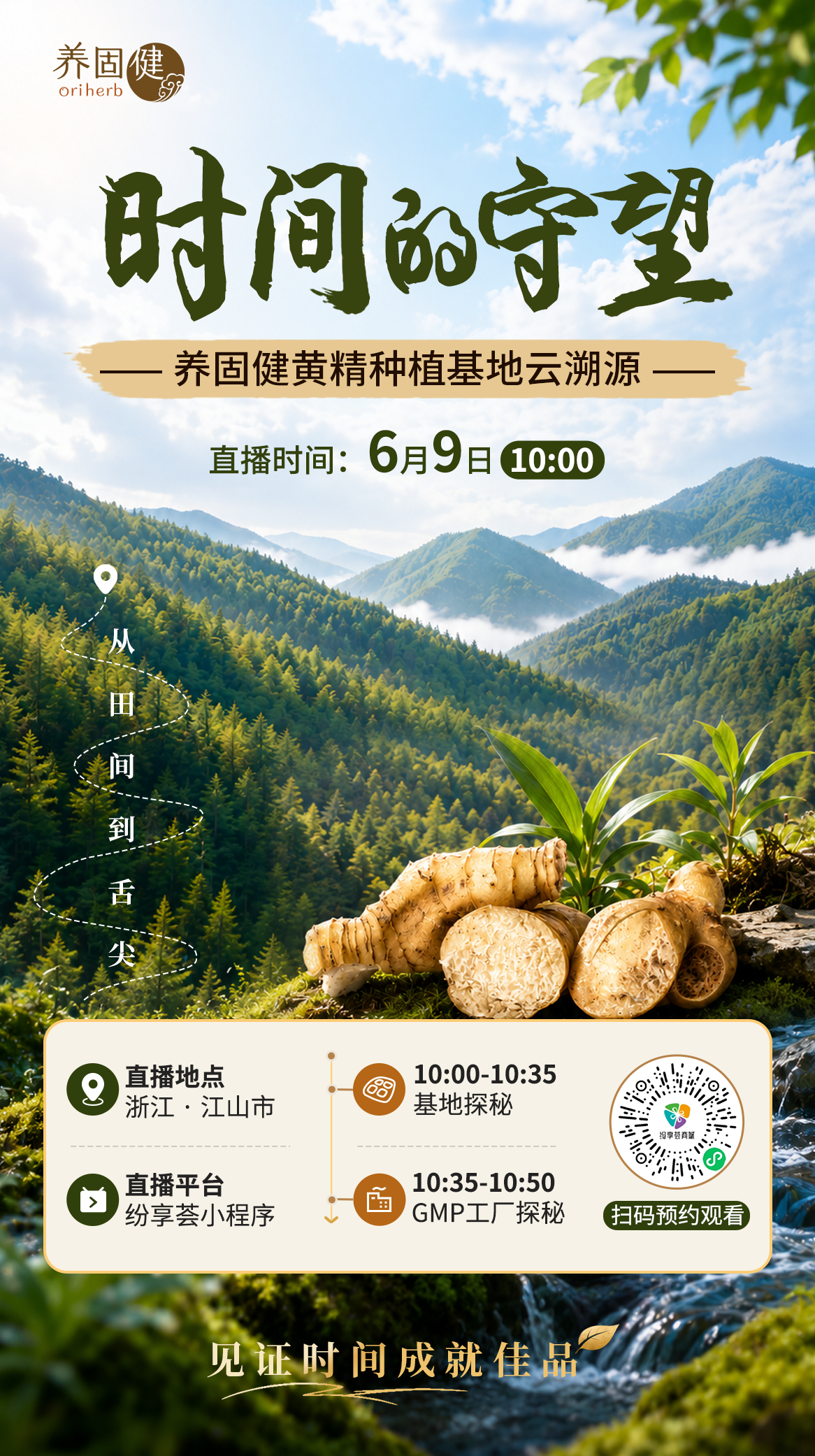 无限极微刊-海报1-2026-0604-直播预告丨首次探秘养固健黄精基地！揭秘道地原乡的“仙人余粮”